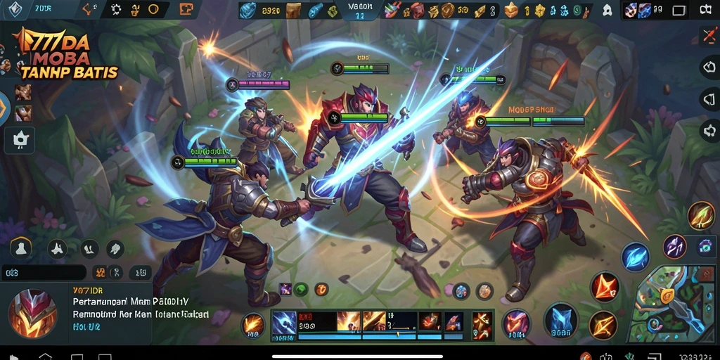 Tampilan gameplay seru dalam pertandingan MOBA 777IDR.