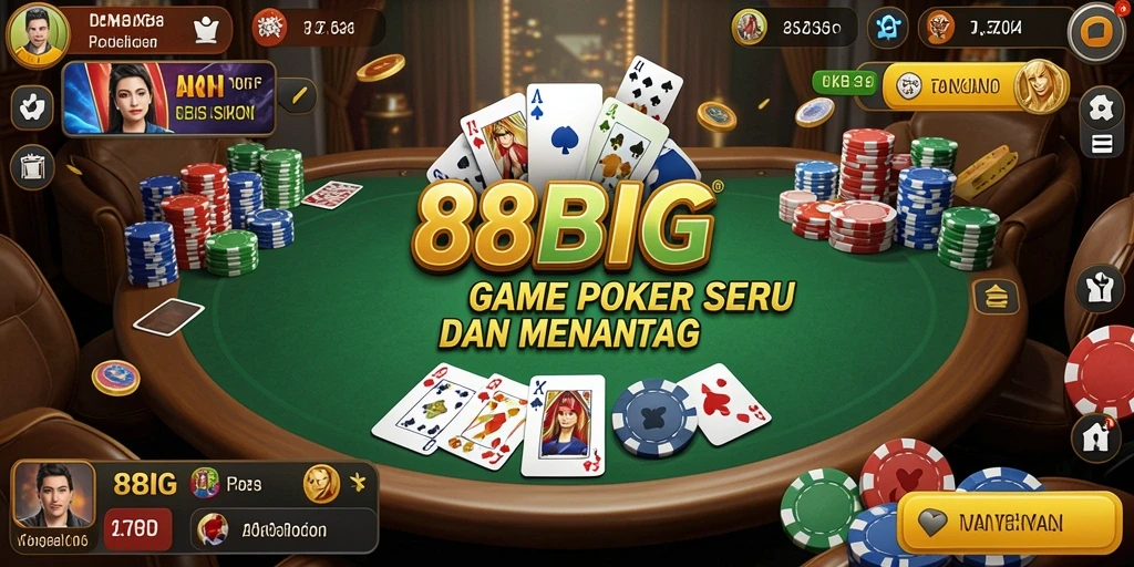 Screenshot gameplay 88BIG menampilkan pemain yang bersaing dalam permainan Poker.