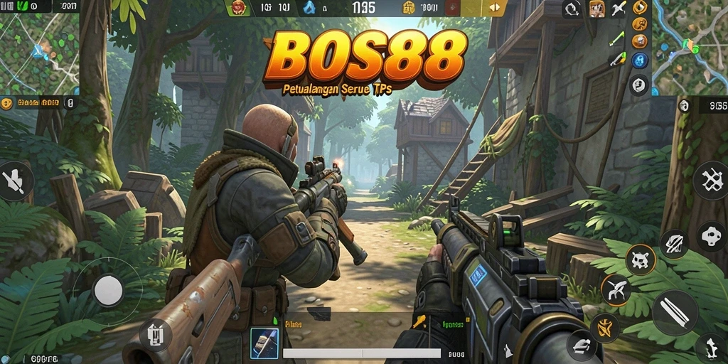 Screenshot gameplay <strong>BOS88</strong> yang menunjukkan aksi seru dalam pertarungan TPS.