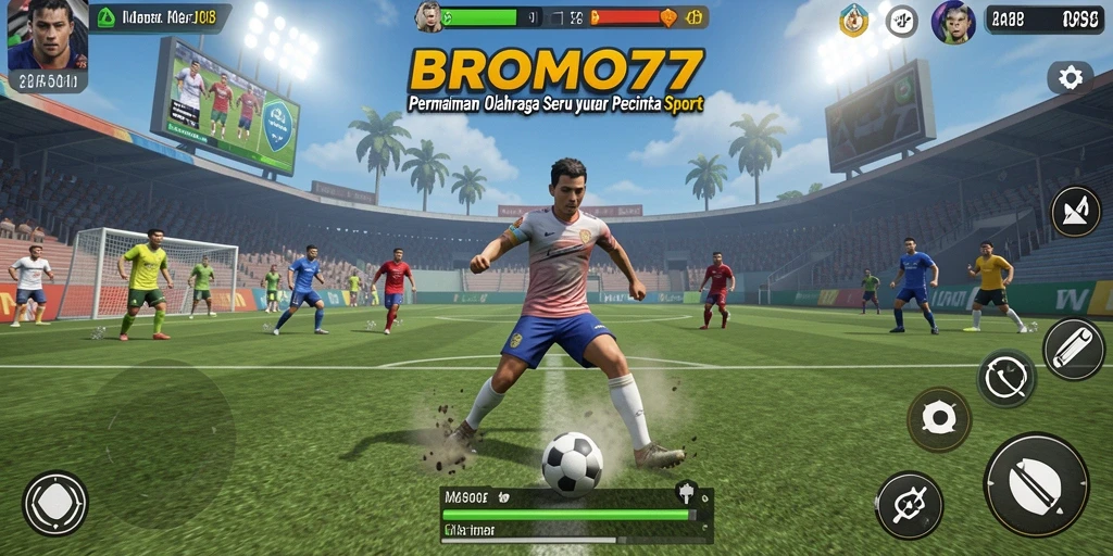Tampilan gameplay BROMO77 yang menegangkan saat bertanding di lapangan.