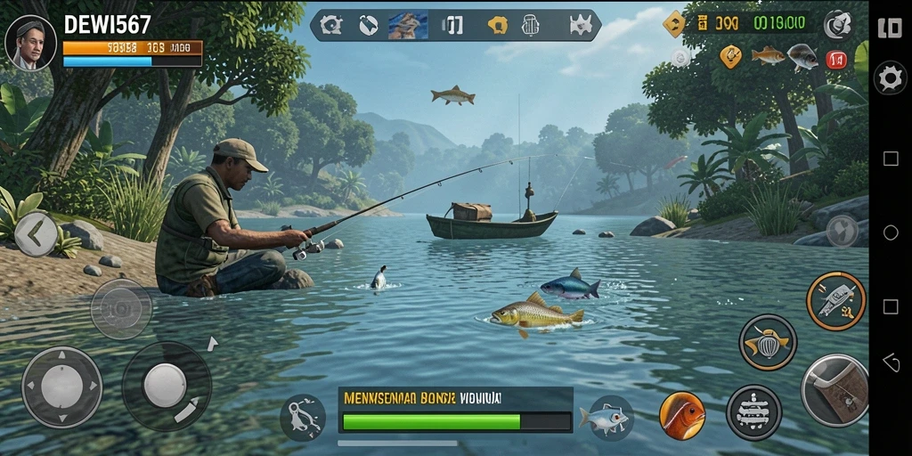 Tampilan gameplay <strong>DEWI567</strong> saat menangkap ikan yang mengasyikkan.