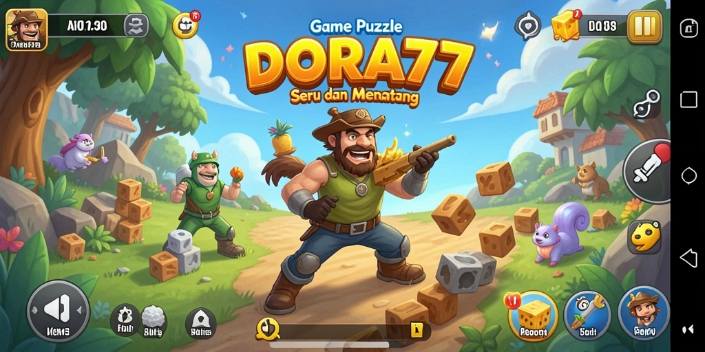 Screenshot gameplay DORA77 menampilkan tantangan Puzzle yang menarik dan penuh warna.
