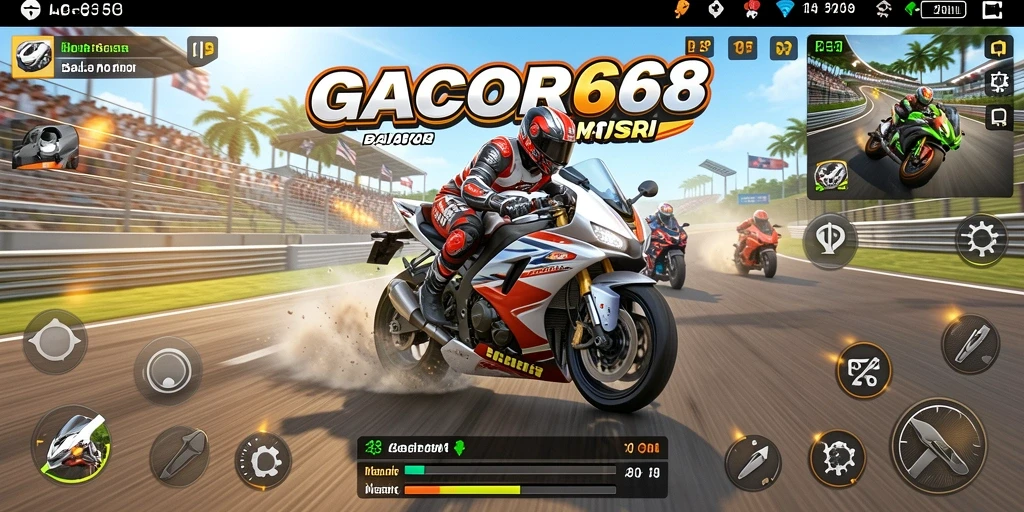 Tampilan gameplay GACOR668 yang mendebarkan saat balapan motor.