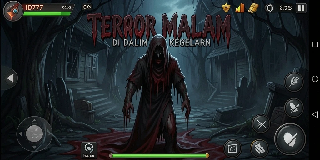 Screenshot gameplay ID777: momen tegang dalam kegelapan yang menegangkan.