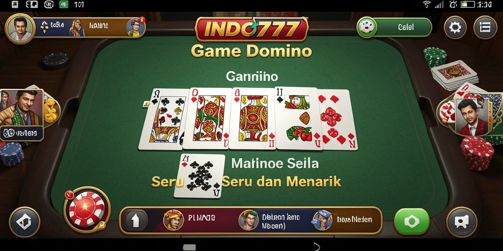 Screenshot utama INDO777 menampilkan gameplay Domino yang seru.