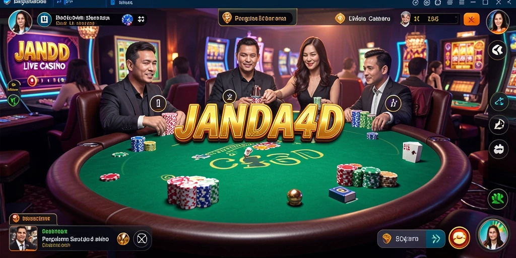 Tangkapan layar gameplay JANDA4D dengan dealer profesional di Live Casino.