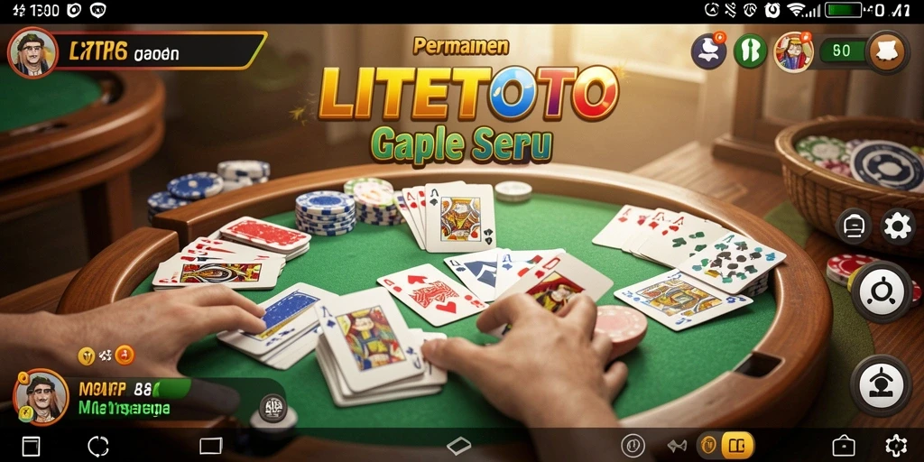 Tampilan gameplay LITETOTO dengan suasana permainan Gaple yang seru.