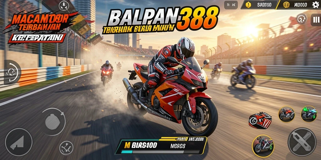 Tampilan menarik dari gameplay balapan motor di MACAN388.