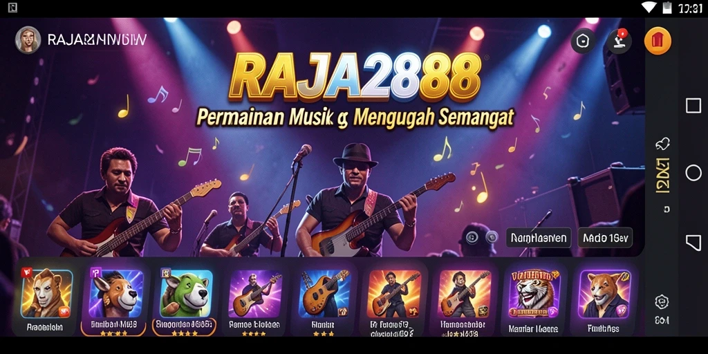 Tampilan utama RAJA288 menampilkan antarmuka game musik yang menarik.
