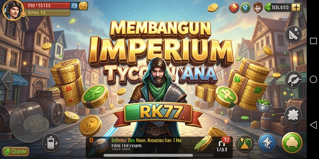 Screenshot menampilkan pemain membangun kerajaan bisnis di RK77.