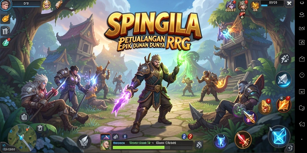 Screenshot menunjukkan aksi seru dalam permainan RPG SPINGILA.