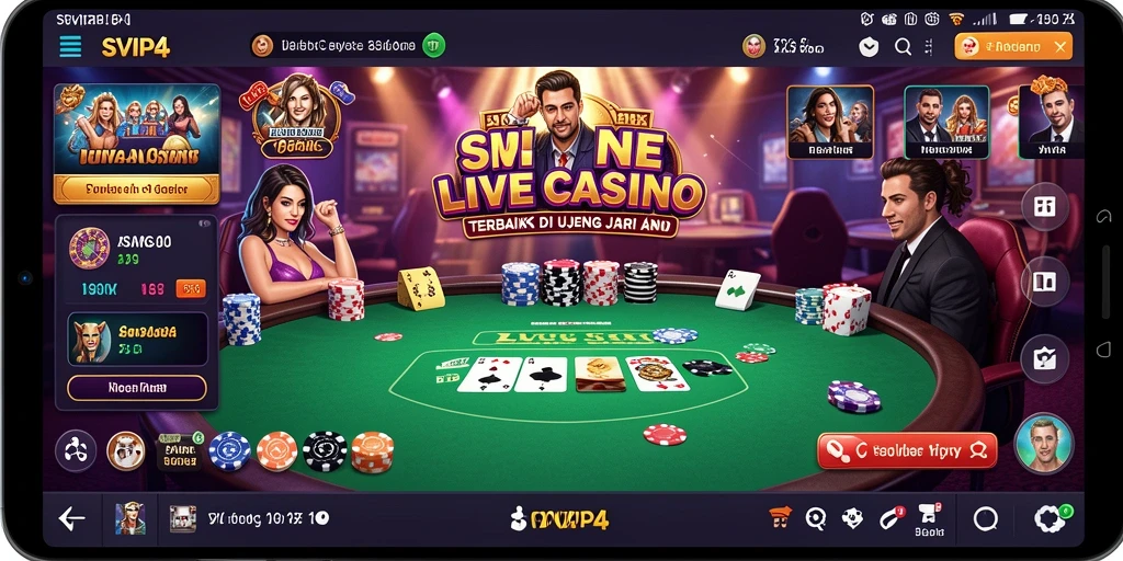 Screenshot gameplay SVIP4 menampilkan dealer profesional dalam aksi Live Casino.