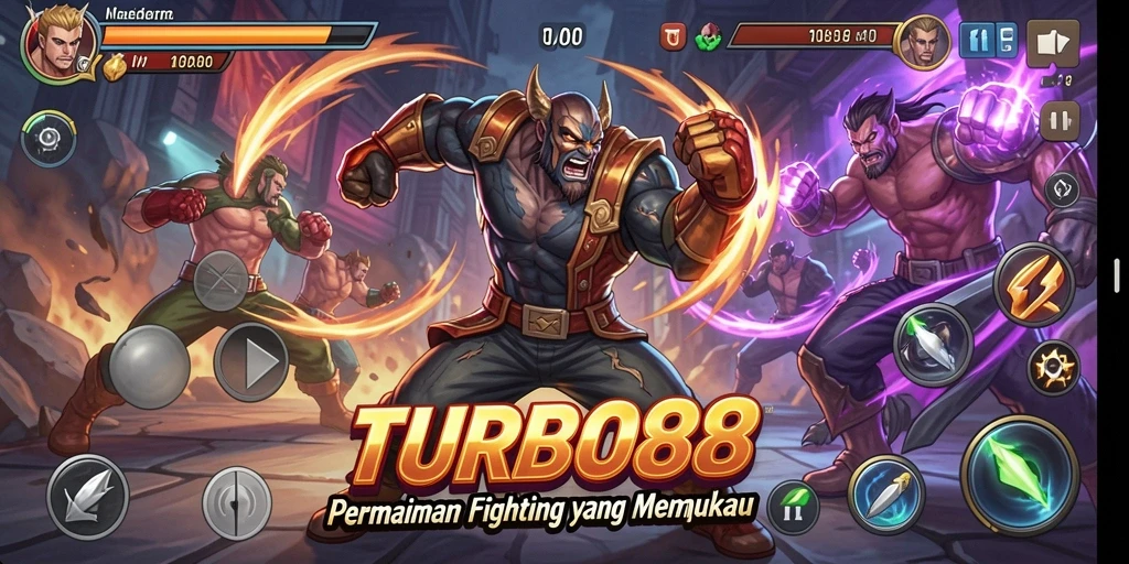 Tangkapan layar TURBO88 menampilkan aksi pertarungan yang intens.